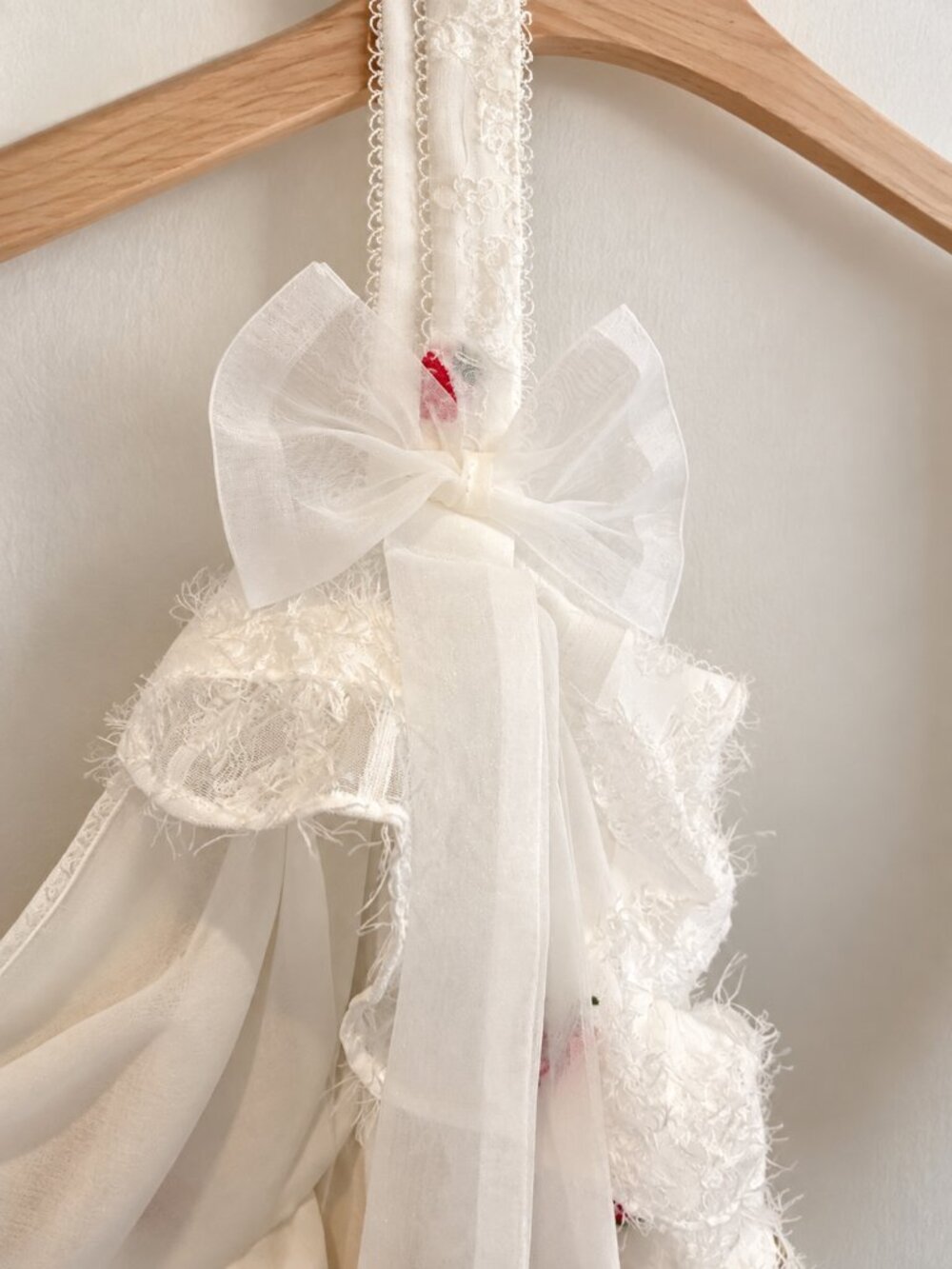 White Strawberry Lace Cottagecore Dress ⢠Romantic Coquette Mini Dress - Picture 2 of 4